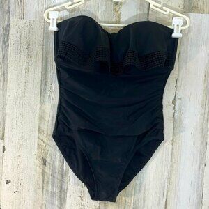 KONA SOL Crochet Flounce One Piece Strapless Swimsuit Women’s Size Medium